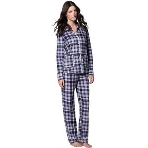 Simply Vera Wang Plaid Fleece Pajama Set Purple Long Sleeve 2 Pc Size M